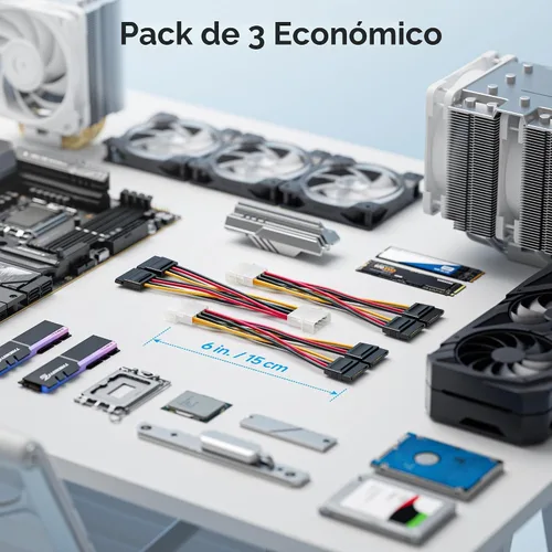 Vista 7 de Cable Matters Paquete de 3 cables en Y Molex a SATA dual, 6 pulgadas