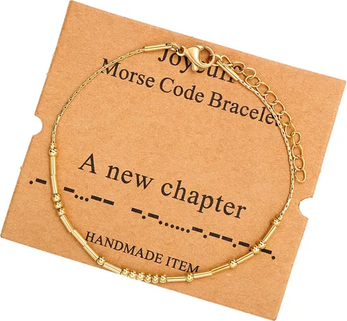 Vista 20 de JoycuFF Pulseras inspiradoras de código morse para mujeres, cuentas de plata, joyería con mantra de motivación, regalos para ella