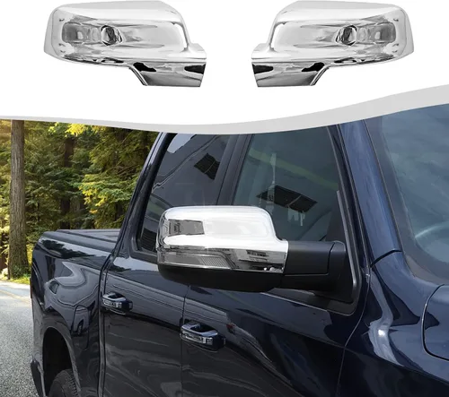 Vista 9 de Cubierta de espejo lateral de fibra de carbono para espejo retrovisor compatible con Dodge RAM 2018-2024