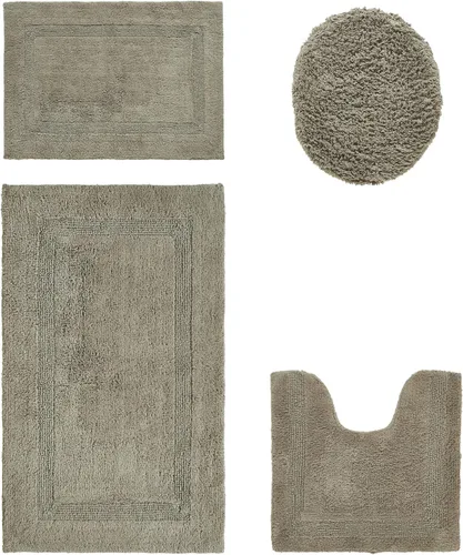 Vista 358 de Better Trends - Juego de 2 alfombras de baño 100% algodón, extra suaves, con borlas, de 17" x 24", alfombra de baño superabsorbente y reversible