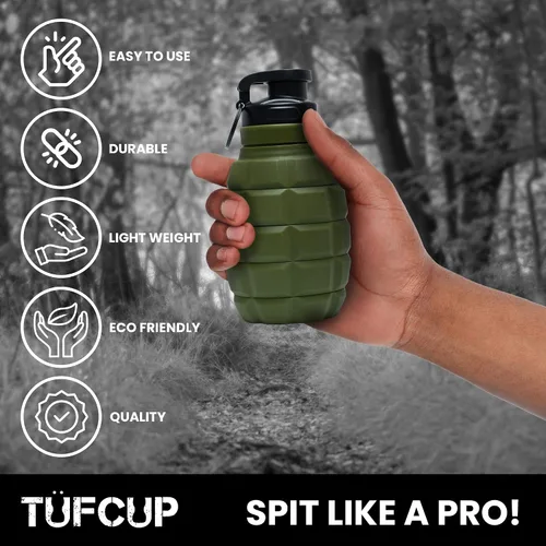 Vista 4 de Escupidera TUFCUP para Masticar, Escupidera Portátil Reutilizable con Tapa, Escupidera de Silicona Plegable Resistente a Derrames a Prueba de Fugas