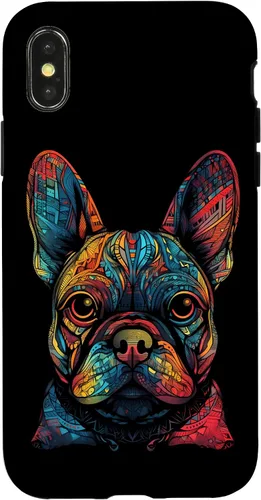 Vista 5 de iPhone 16 Colorful French Bulldog Face Frenchie Dog Lover Funny Black Case