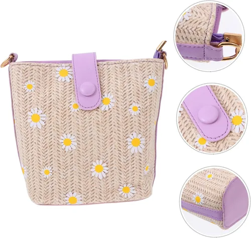 Vista 2 de VALICLUD 1 bolso de mensajero para mujer, bolsos de hombro para mujer, bandolera con patrón de ratán, bolso de hombro para niña