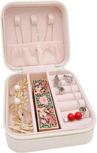 Vista 5 de TRODANCE Mini estuche de viaje para joyas, organizador de joyas de viaje pequeño, joyero portátil de viaje, mini organizador de almacenamiento, caja