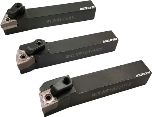 Vista 4 de Juego de 3 piezas de soporte de herramientas de torneado de carburo indexable de círculo exterior para torno de metal de 5/8" MTJNR1616H16 +