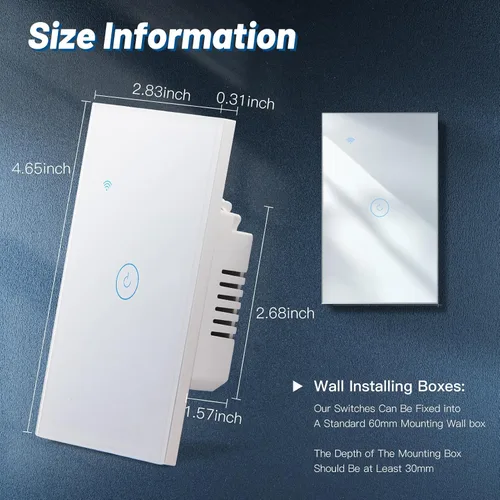 Vista 6 de BSEED Interruptor de luz inteligente, interruptor de luz WiFi Alexa de 1 banda con control remoto de aplicación y función de temporizador