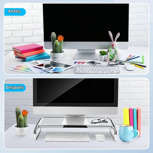 Vista 7 de AboveTEK, soporte para monitor de acrílico, Multicolor 20 pulgadas