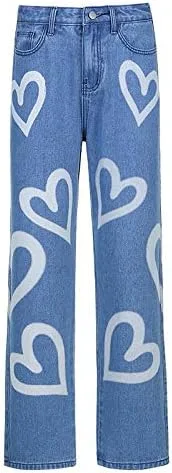 Vista 5 de KMBANGI Y2K Streetwear - Pantalones de mezclilla de cintura alta, para mujer, con pierna ancha, rectos, casuales, holgados, Y2K, diseño urbano