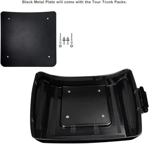 Vista 7 de Moto Onfire US Stock Denim/negro mate, paquete turístico de maquinilla de afeitar, montaje Tour Pak desmontable para 2009-2020, H-D Touring, Street
