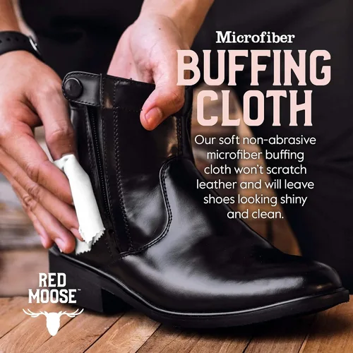 Vista 4 de RED MOOSE Crema para botas y zapatos - Kit de pulido para zapatos de cuero - Haz que tus zapatos brillen - Fabricado en los EE.UU