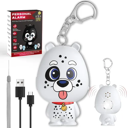 Vista 9 de Alarma de seguridad personal para mujeres, alarma personal recargable para mujeres, niños y ancianos, sirena fuerte de 130 dB, luz estroboscópica