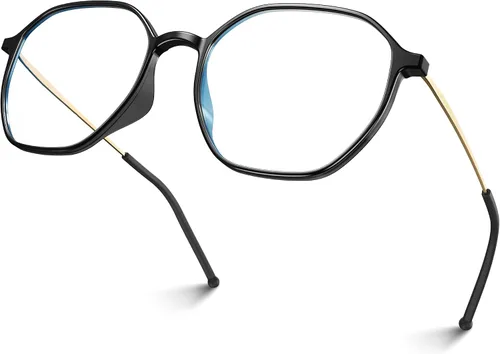 Vista 17 de VISOONE Ultralight Weight Computer Glasses Anti-Slip Silicone Temple Tips 16g TR90 Hexagonal Geomatric Cute Fashion Frame 99% Blue Light Blocking