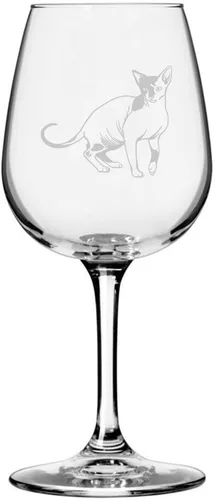 Vista 119 de Copa de vino de 12.75 onzas con temática de gato abisinio grabada para todo uso