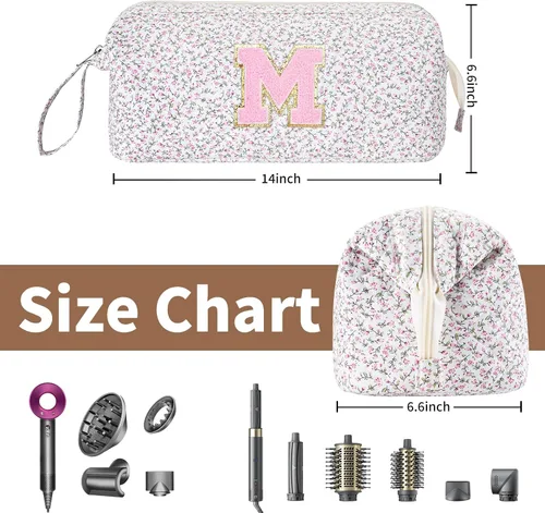Vista 3 de Bolsa de viaje para herramientas para el cabello con inicial compatible con Floral rosa
