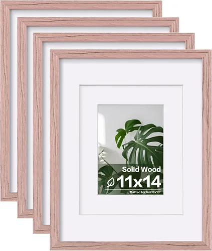 Vista 121 de Egofine - Juego de 4 portarretratos A4 de madera maciza y cubierta de plexiglás de 4 x 6/6 x 8 pulgadas con paspartú o A4 sin paspartú, para mesa