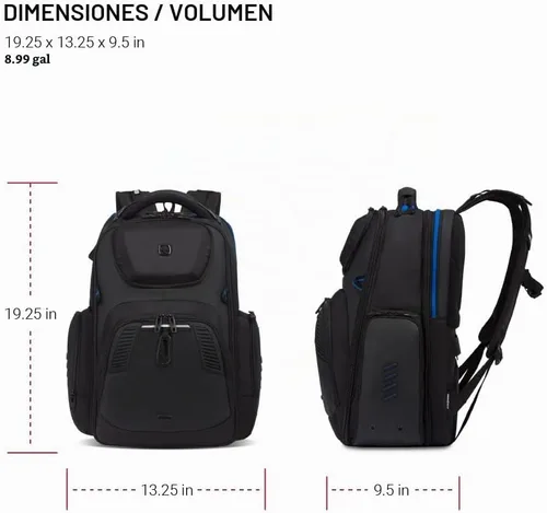 Vista 6 de SwissGear Mochila para laptop para juegos con puerto de cargador (USB), azul/negro