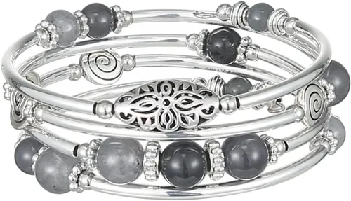 Vista 21 de FULU AUTUMN Pulseras apilables con cuentas para mujer, pulsera bohemia de plata envolvente, joyería de moda en capas, regalos para ella 17-negro