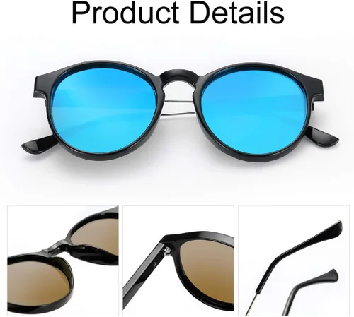 Vista 4 de Lentes de sol polarizados para mujer, estilo retro, redondo, para mujer, estilo vintage
