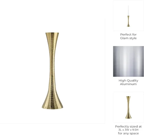 Vista 5 de Sagebrook Home Portavelas cónico de metal, soporte decorativo para velas glamorosas para el hogar, la oficina y el dormitorio, diseño moderno