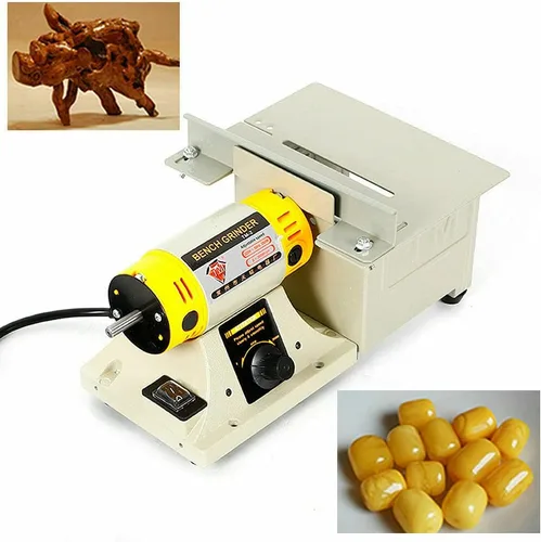 Vista 2 de Máquina de pulir de gemas de joyería 110 V 350 W Gema joyería de banco de roca Torno Sierra de roca Pulidor lapidario Buffer Mini Sierra de mesa DIY