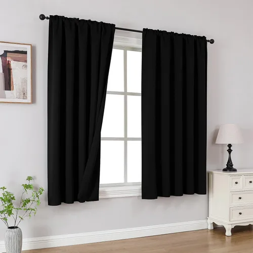 Vista 10 de CUCRAF Cortinas Opacas Beige de 45 Pulgadas, con Aislamiento Térmico Reductor de Ruido con Bolsillo para Barra, Cortinas de Ventana para Dormitorio