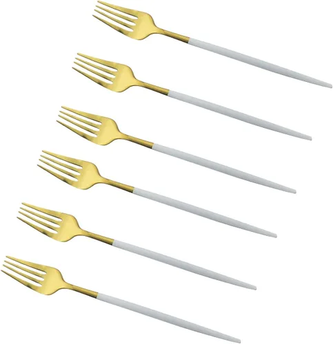 Vista 11 de Cubiertos de oro blanco pulido brillante, diseño ligero, 36 piezas de acero inoxidable, juego de cubiertos de servicio para 6, incluyendo tenedores