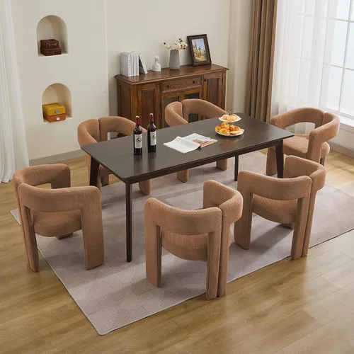 Vista 31 de adochr Modernas sillas de comedor de barril, silla de comedor tapizada de lino con patas de madera, sillas decorativas con brazos, cómodos sillones