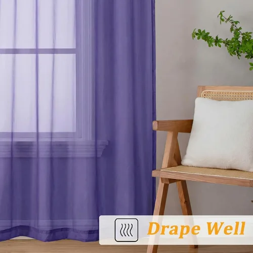 Vista 15 de Gwine Cortinas traslúcidas doradas de 96 pulgadas de largo, 2 paneles para Dorado