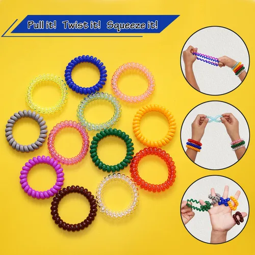 Vista 5 de Pulseras para Masticación para Niños, Pulsera Sensorial para Niñas y Niños, Bobina Estiradera para la Boca para Ansiedad Autismo TDAH, Juguetes