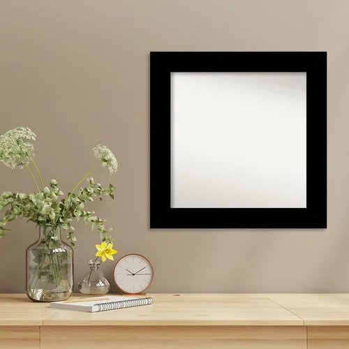 Vista 4 de Amanti Art Espejo de baño negro para sobre el fregadero, 26 x 26 pulgadas, espejo de tocador cuadrado negro básico, marco de madera casual medio, se