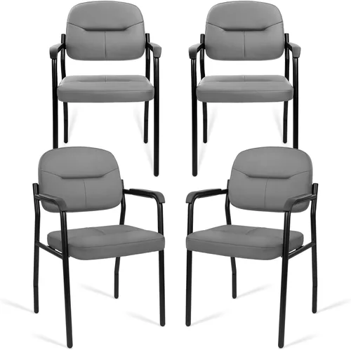 Vista 17 de CLATINA Silla de recepción de invitados, sillas de sala de conferencias, sillas de sala de espera con brazos acolchados, silla de escritorio sin