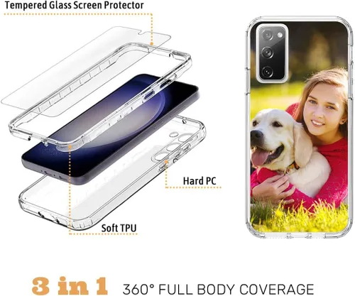 Vista 2 de Funda resistente personalizada para Samsung Galaxy S20 FE [protector de pantalla de vidrio templado] [carcasa de silicona suave] [parachoques de PC]