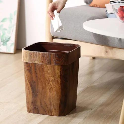 Vista 8 de Cabilock Bote de basura retro creativo de 14 l Imitado papelera sólida para oficina en casa dormitorio baño estilo vintage cubo de basura