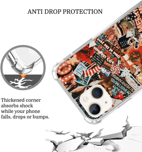 Vista 3 de Funda de teléfono con collage de invierno para iPhone 14, funda de collage de Navidad para niñas, mujeres y hombres, funda única de TPU de moda