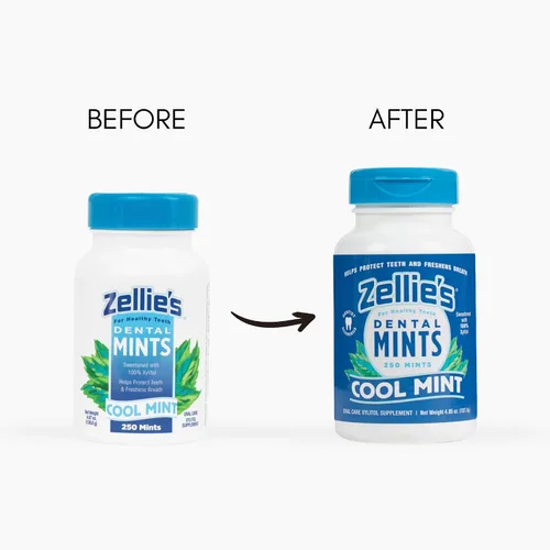 Vista 4 de Zellie's - Paquete combinado de mentas 100% xilitol para el aliento Sin aspartamo, sin gluten, vegano y kosher Incluye (1) mentas frescas