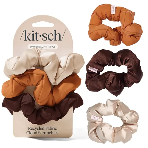 Vista 25 de Kitsch - Coleteros de satén para mujer, bandas para el cabello sin daños, cameo, 5 piezas Wake Up Frizz-Free, No Crease Hair Ties, Softer Than