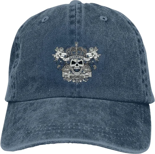 Vista 9 de Cowboy Hat Trendy Hats for Man and Women Djustable Four Season Outdoor Baseball Cap of Hell Skull with Angel Navy Blue