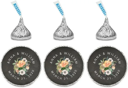 Vista 41 de Andaz Press Etiquetas personalizadas de gota de chocolate para boda, nombres y fecha redondos, turquesa aguamarina, paquete de 240, personalizadas