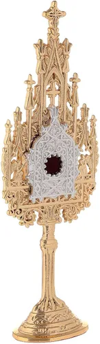 Vista 4 de Holyart Mini relicario neogótico en latón dorado h 8.9 in