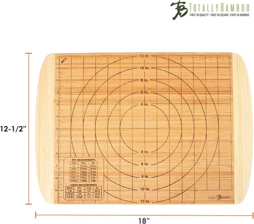 Vista 8 de Totally Bamboo Tabla de panadería reversible y bloque de carnicero tallado con ranuras para jugos