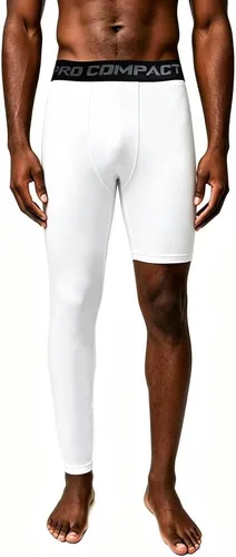 Vista 9 de Medias de compresión de una pierna pantalones largos de baloncesto deportes capa base ropa interior activa apretado Negro-Izquierda-Largo