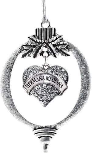 Vista 97 de Inspired Silver - Red Merry - Adorno de Navidad plateado - Adorno de árbol de Navidad con dije de corazón con circonita cúbica - Decoración colgante