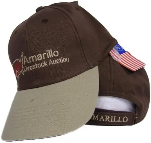 Vista 2 de Texas Amarillo Subasta de Ganado Marrón y Caqui Gorra Bordada Sombrero, Multi