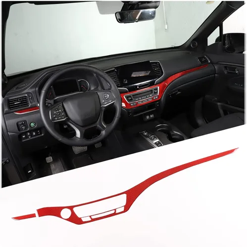Vista 10 de Decoración de consola central de automóvil de fibra de carbono real suave 3D, marco de decoración, kit de decoración compatible con Honda Pilot 2015