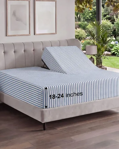 Vista 96 de Sábana bajera ajustable extra profunda Twin XL – Sábana bajera individual de lujo de hotel solamente – Se adapta fácilmente a colchones de 18 a 24