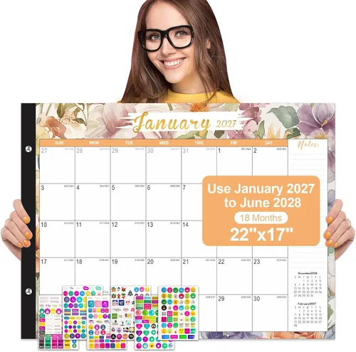 Vista 10 de Gannyfer Calendario de escritorio 2026-18 meses, calendario de escritorio grande, para usar ahora hasta diciembre de 2026, calendario de escritorio
