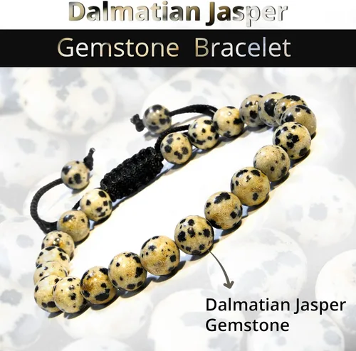 Vista 93 de Adjustable Crystal Bracelet – Gemstone Bead Bracelet with Adjustable Macrame String – Chic Gemstone Bracelet for Men and Women – 8mm Round Healing