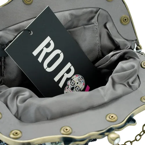Vista 3 de Ro Rox Margeret - Bolso de mano vintage con cuentas florales y diamantes brillantes