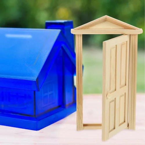 Vista 5 de Zerodeko Puerta en miniatura de madera 1 12 escala modelo de puerta de casa de muñecas con función de apertura para decoración de mini casa