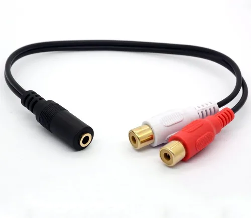 Vista 2 de Cable divisor estéreo estéreo de 0.138 in hembra a doble RCA (8 pulgadas/7.9 in) Cable extensor adaptador de audio de 3.5 Jack a 2RCA (2RCA hembra)